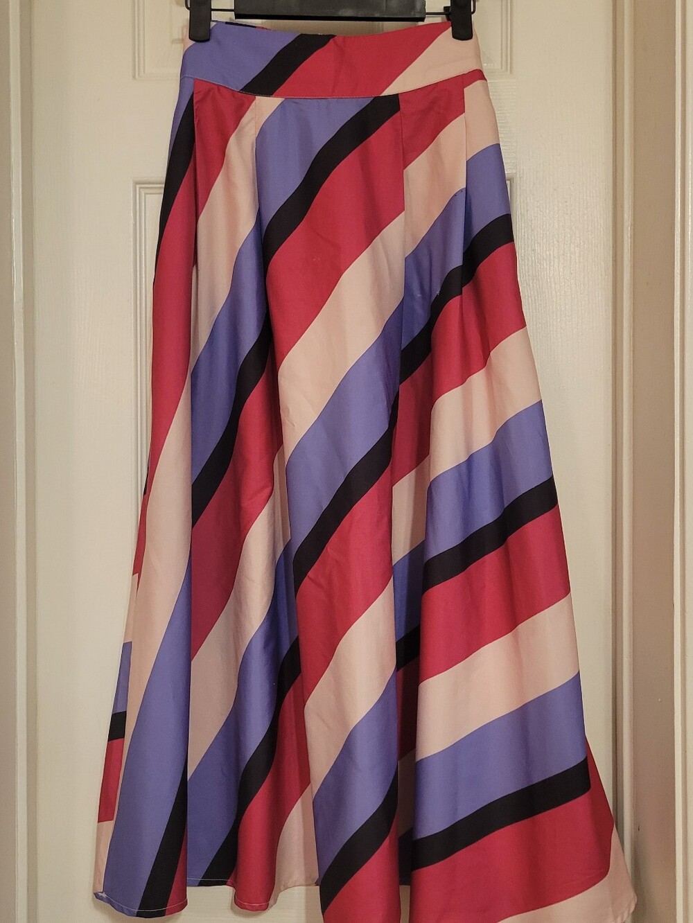 Striped A-Line Midi Skirt - Fuschia, Pink, & Purple